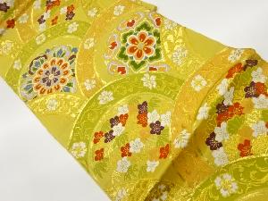 青海波に華文・草花模様織出し袋帯